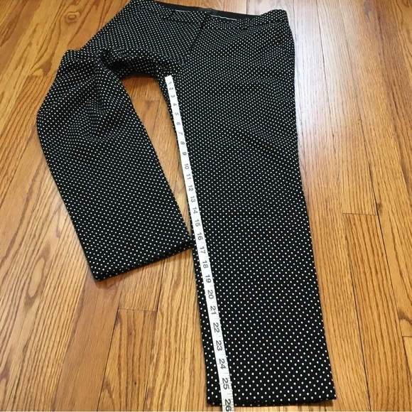 J. Crew Cafe Capri Mid Rise Wool Blend Tiny White Polka Dots Black Cropped Pants - Picture 10 of 15